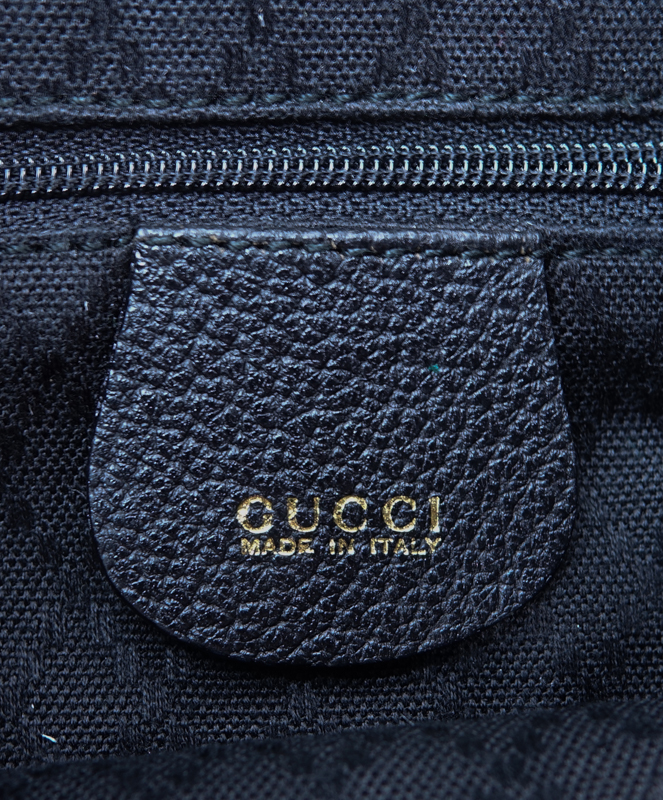 Gucci Black Suede And Leather Bamboo PM Backpack.