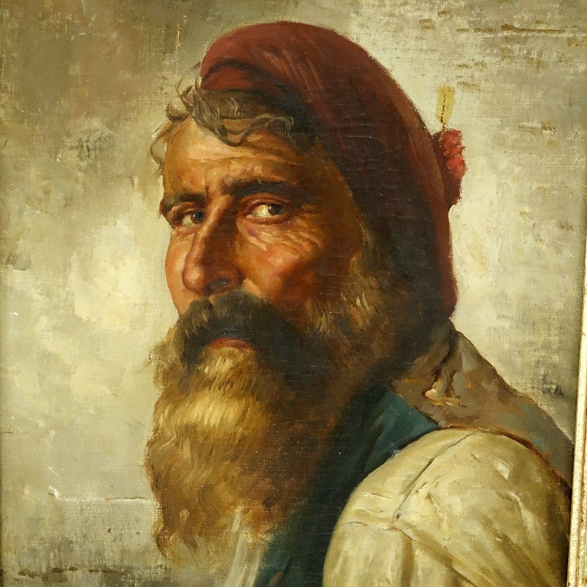 Raffaele Frigerio, Italian (1875 - 1948) Oil on canvas "Portrait Of A Fisherman". Signed lower right.