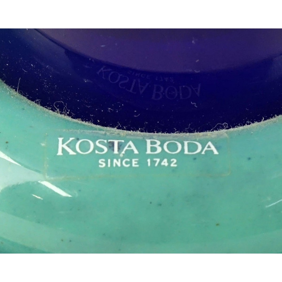 Large Kosta Boda Art Glass Compote by Kjell Engman. Signed and original sticker label attached.