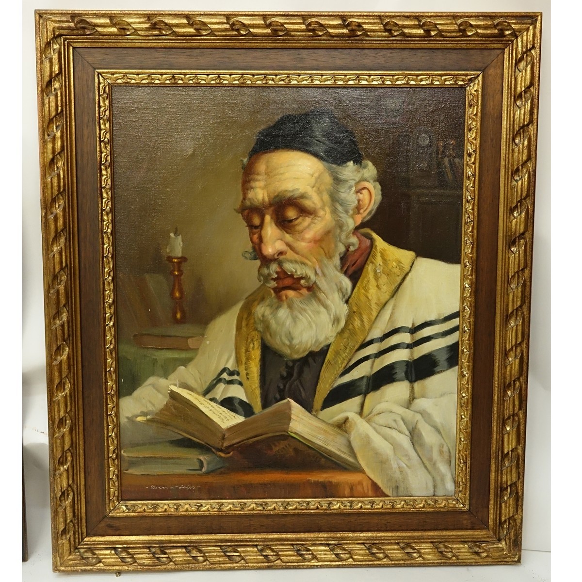 Poleser, Hungarian (20th C) Oil on Canvas, Portrait of a Religious Man, Signed Lower Left. COA en verso.