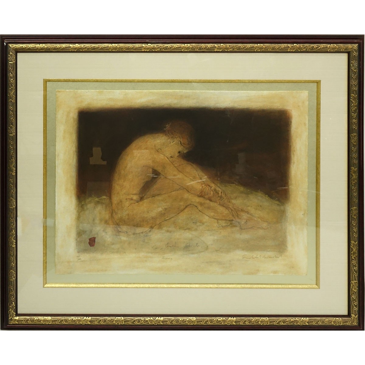 Roy Fairchild-Woodard, British (born 1953) Aquatint "Resting" Signed, Title, and Numbered 145/385 on Lower Margin. Good condition.