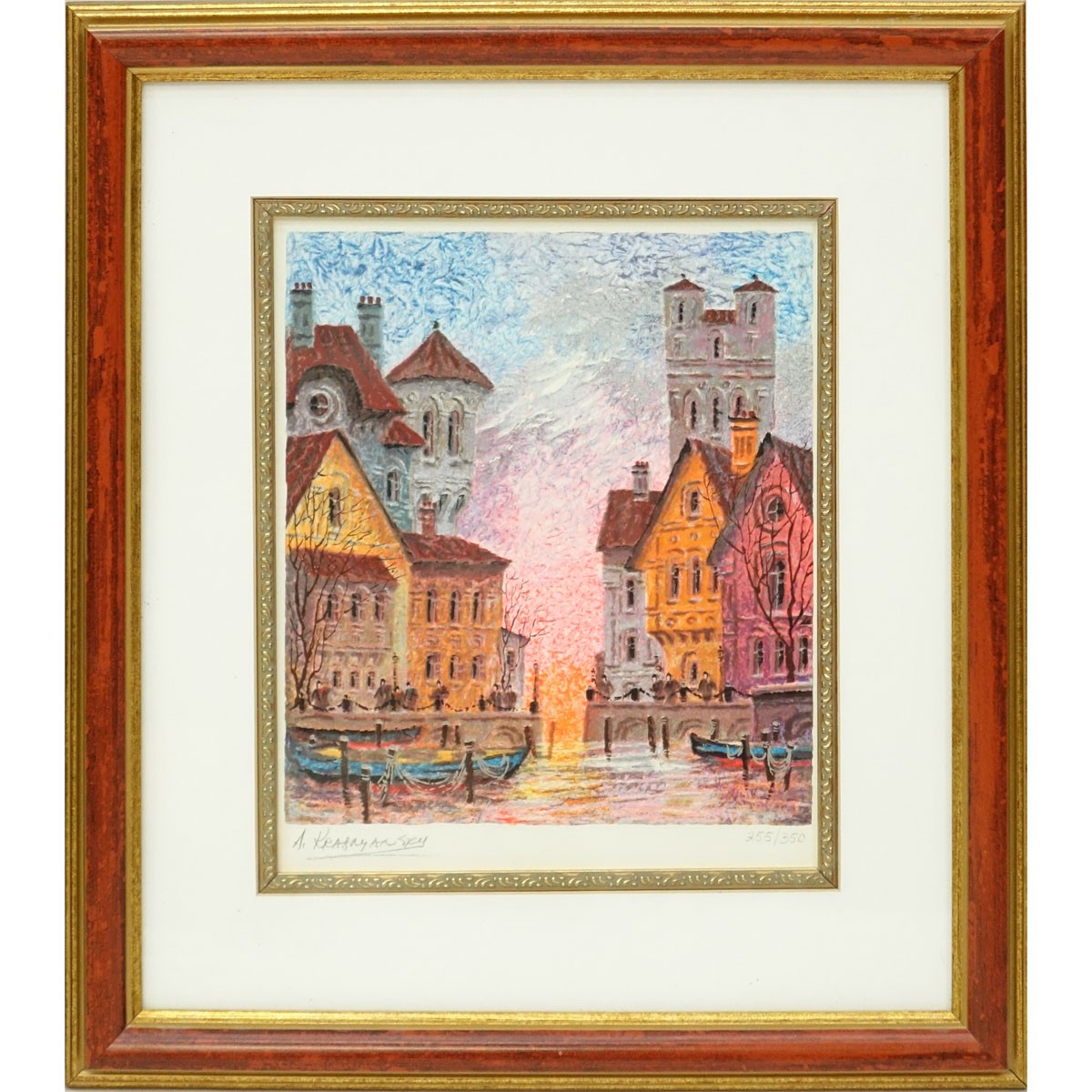 Anatol Krasnyansky, Ukrainian (born 1930) Serigraph in Color on Wove Paper, Gdansk near Harbor, Signed and Numbered 255/350. Good condition.