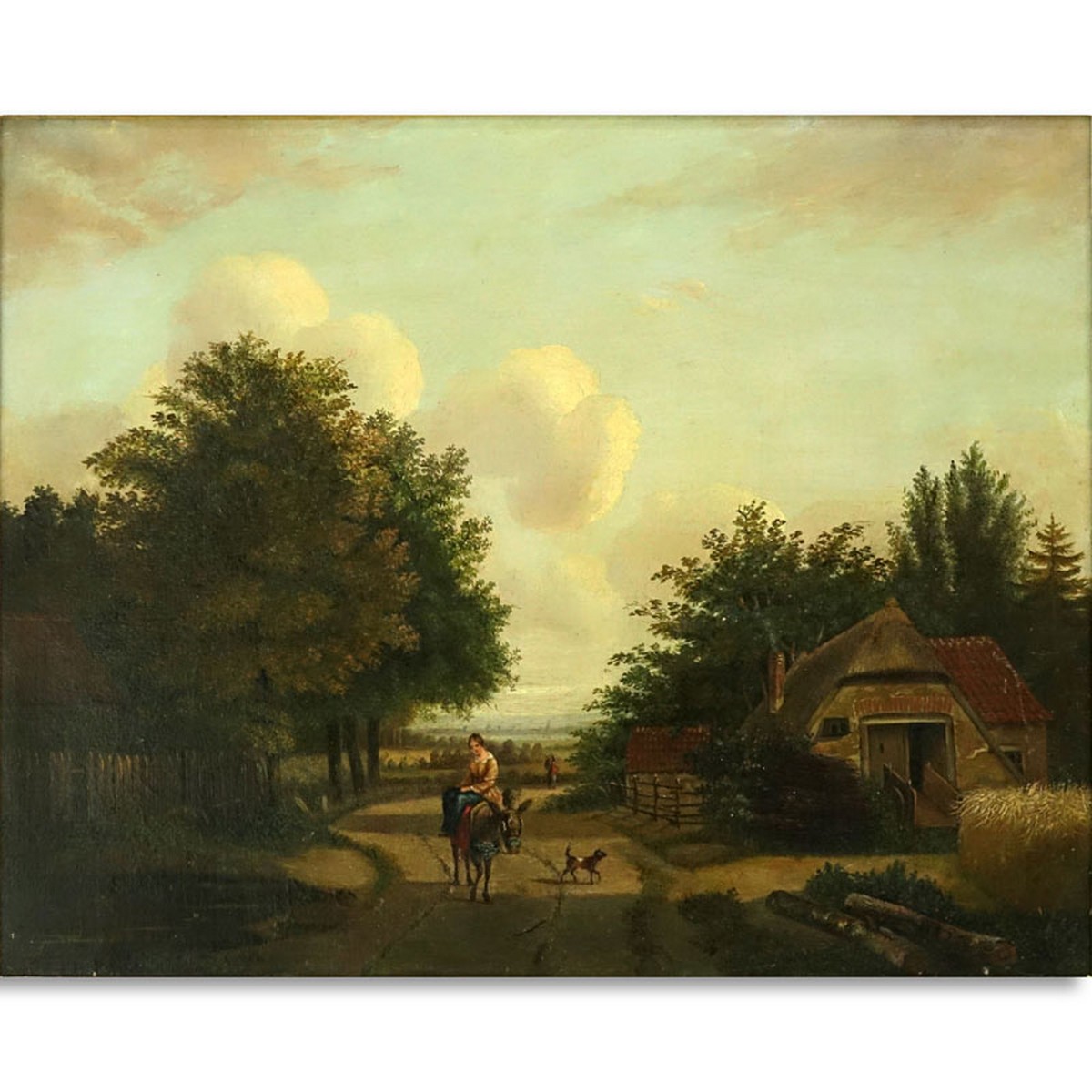 Charles Thomas Dixon (19th C) Oil on canvas "Landscape With Cottage". No visible signature.