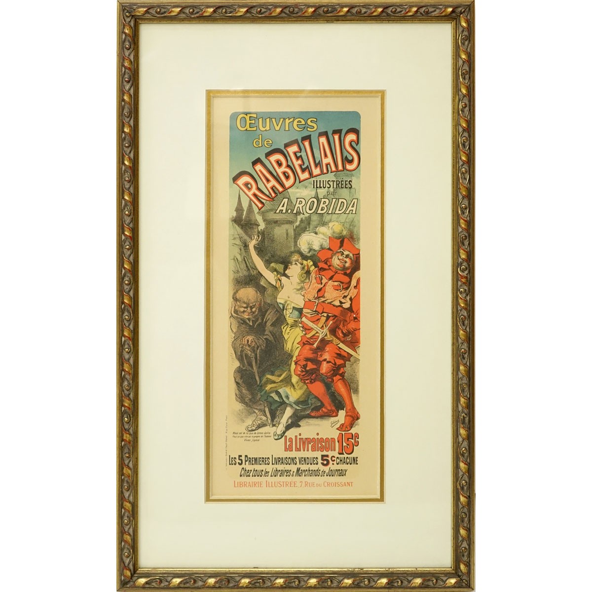 After: Jules Chéret, French (1836-1932) "Oeuvres de Rabelais" Lithograph Poster, 'Les Maîtres' Series. Good condition.