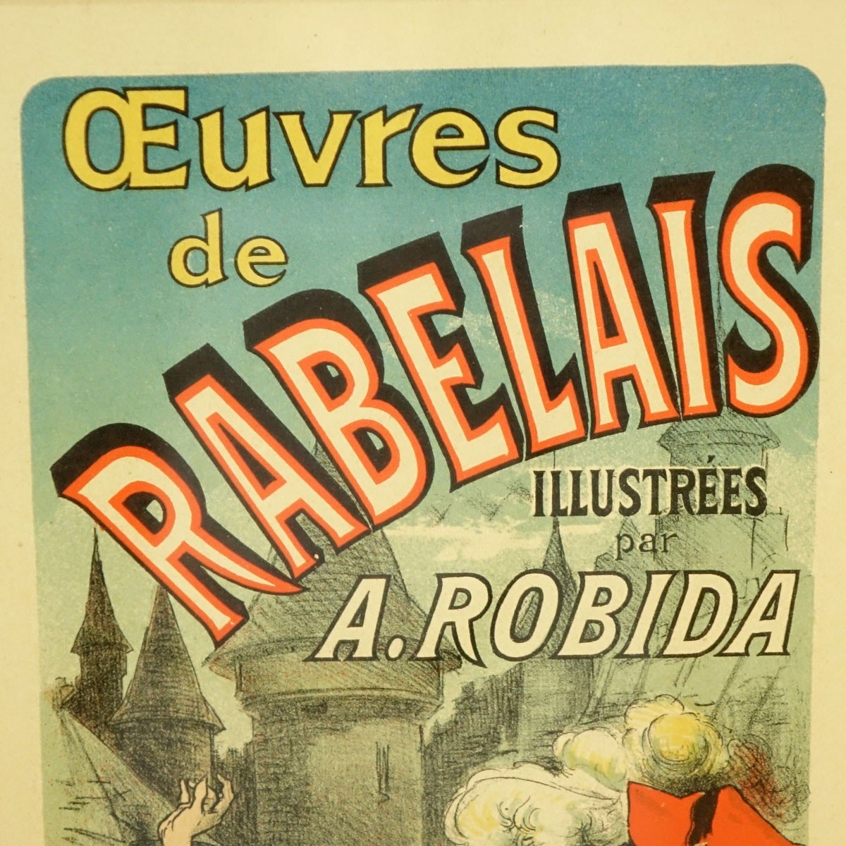 After: Jules Chéret, French (1836-1932) "Oeuvres de Rabelais" Lithograph Poster, 'Les Maîtres' Series. Good condition.