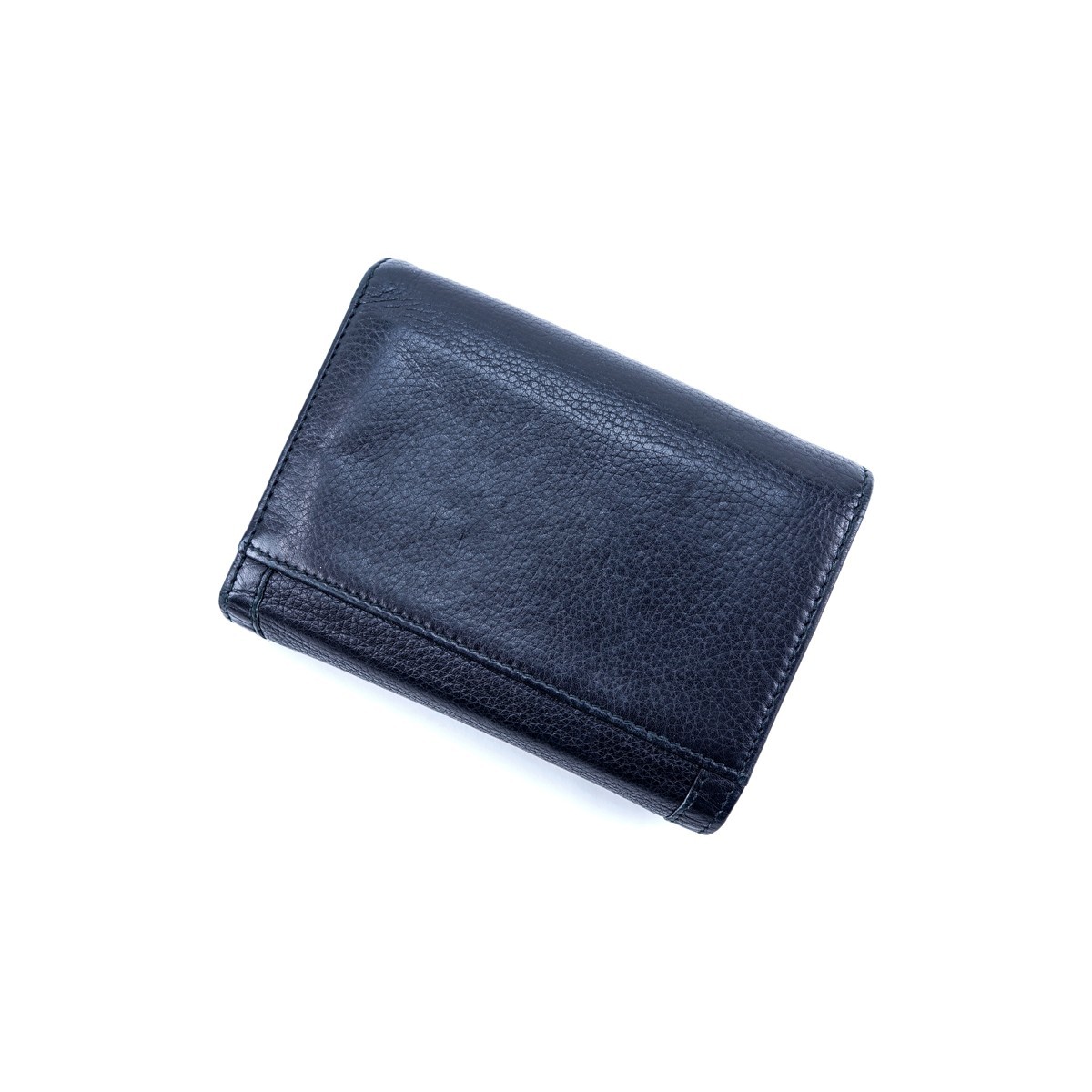 Gucci Black Grained Leather Bamboo Trifold Wallet. Bamboo and gold tone hardware.