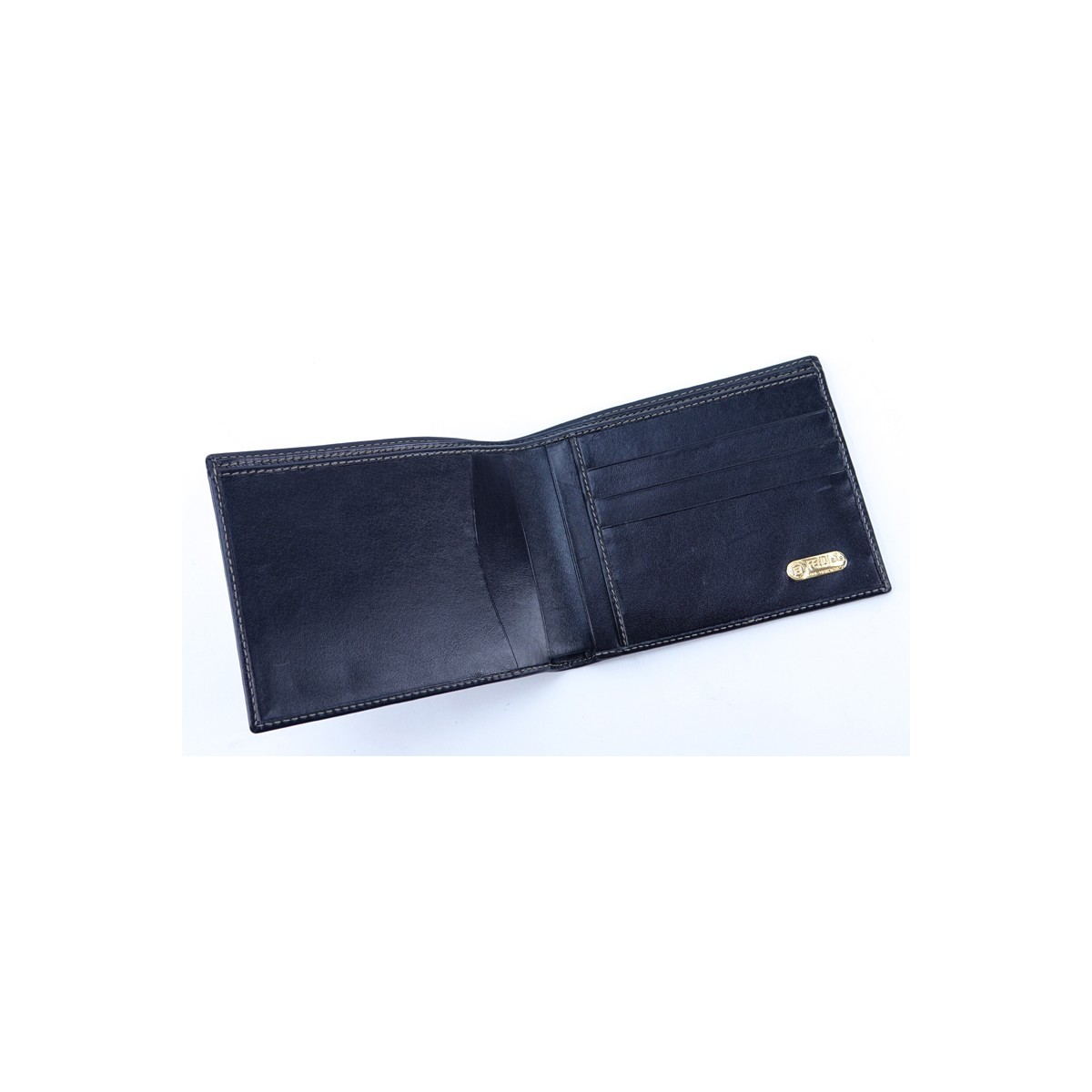 Fendi Black/Beige Striped Coated Canvas Bifold 3 Slot Wallet. Gold tone hardware.