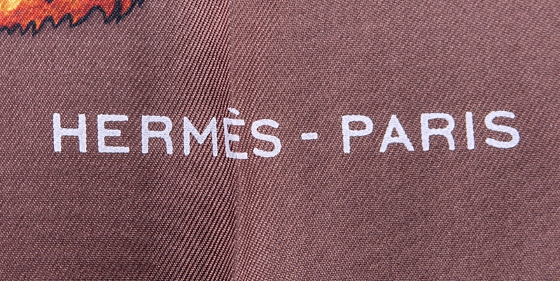 Hermes Silk Scarf "Leaves". Labeled appropriately.
