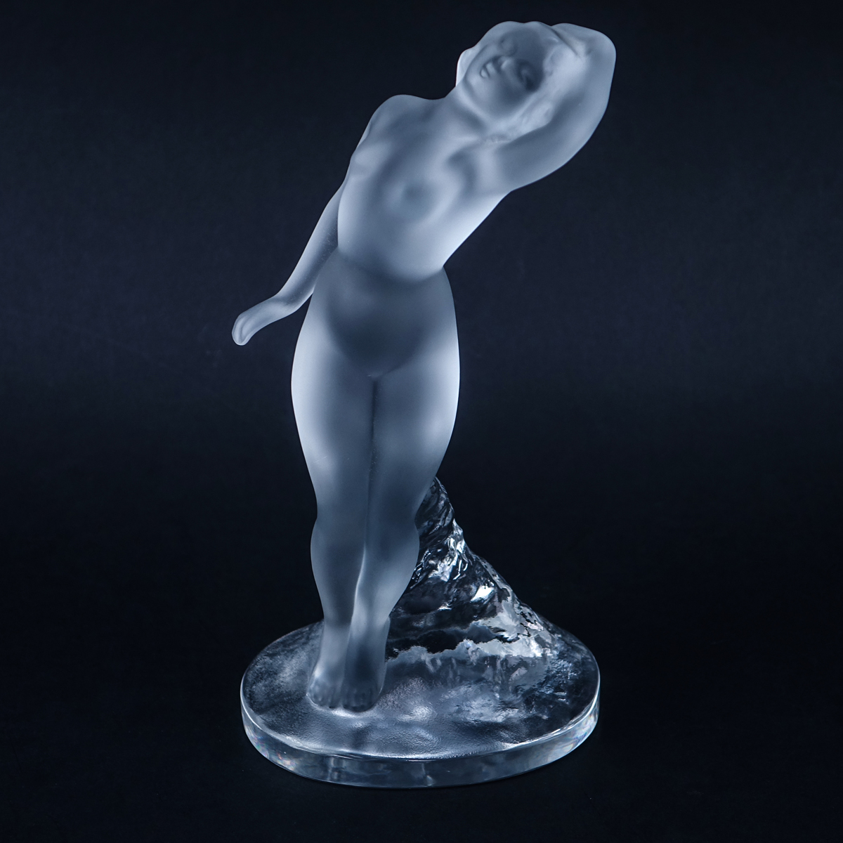 Lalique Crystal "Danseuse Bras Baisse" Figure. Signed.