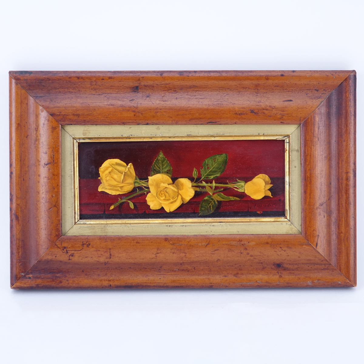 American School Oil On Board "Still Life Of Roses" Signed Lipton. Good condition.