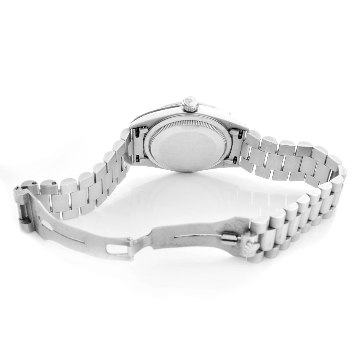 Man's Rolex Platinum President Day-Date Bracelet Watch 8385/6 Ref. 18206 with Box and Extra Bracelet Links.