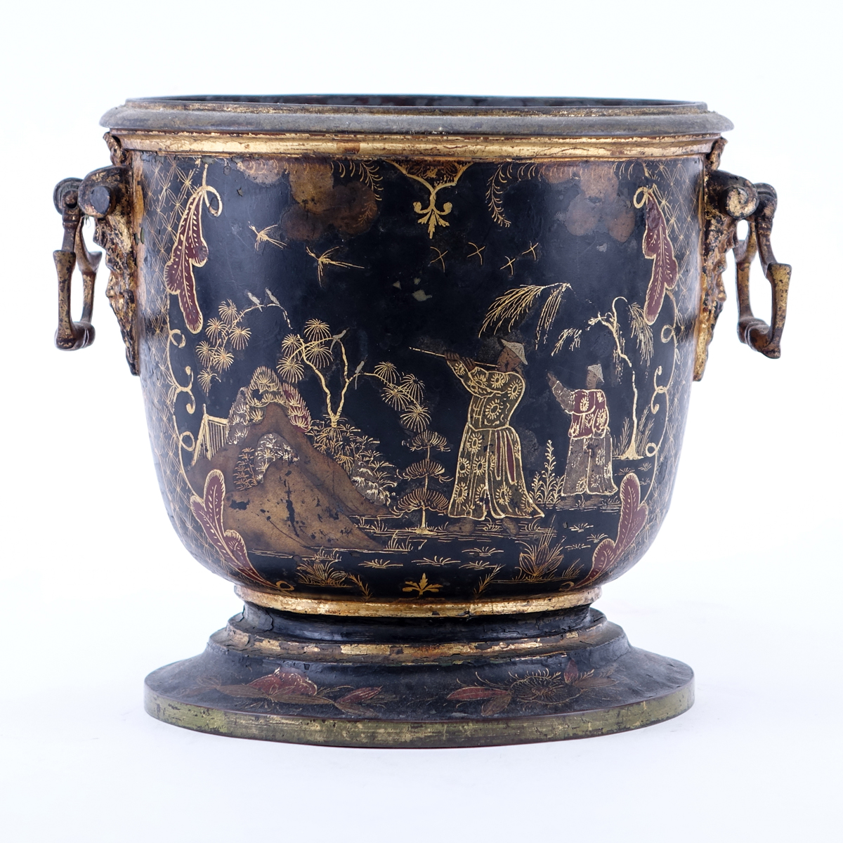 Antique style Toleware Cachepot With Chinese Motif. Unsigned.