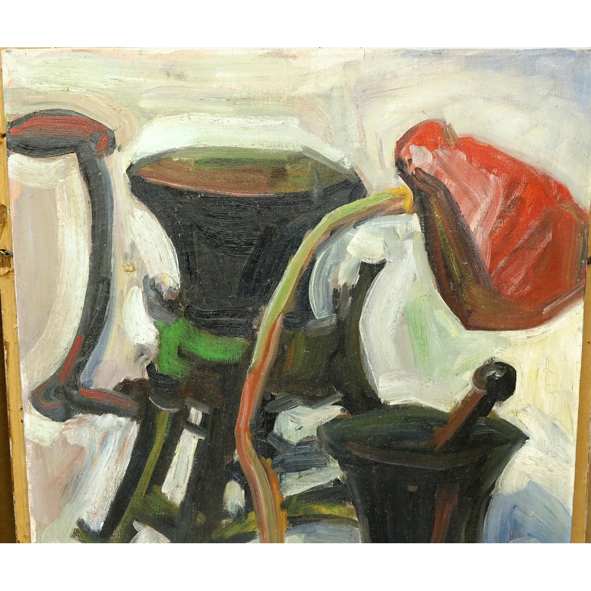 After: Franz Kline, American (1910 - 1962) Oil on Canvas, Still Life, Signed and Dated 1952 Lower Center. Craquelure.
