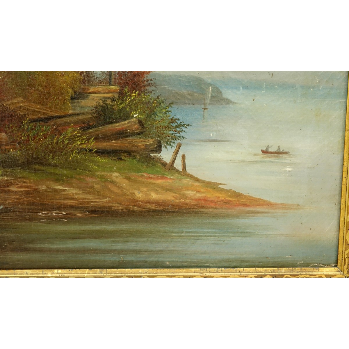 Large 19/20th Century English School Oil On Canvas "Mountain Lake". Unsigned.
