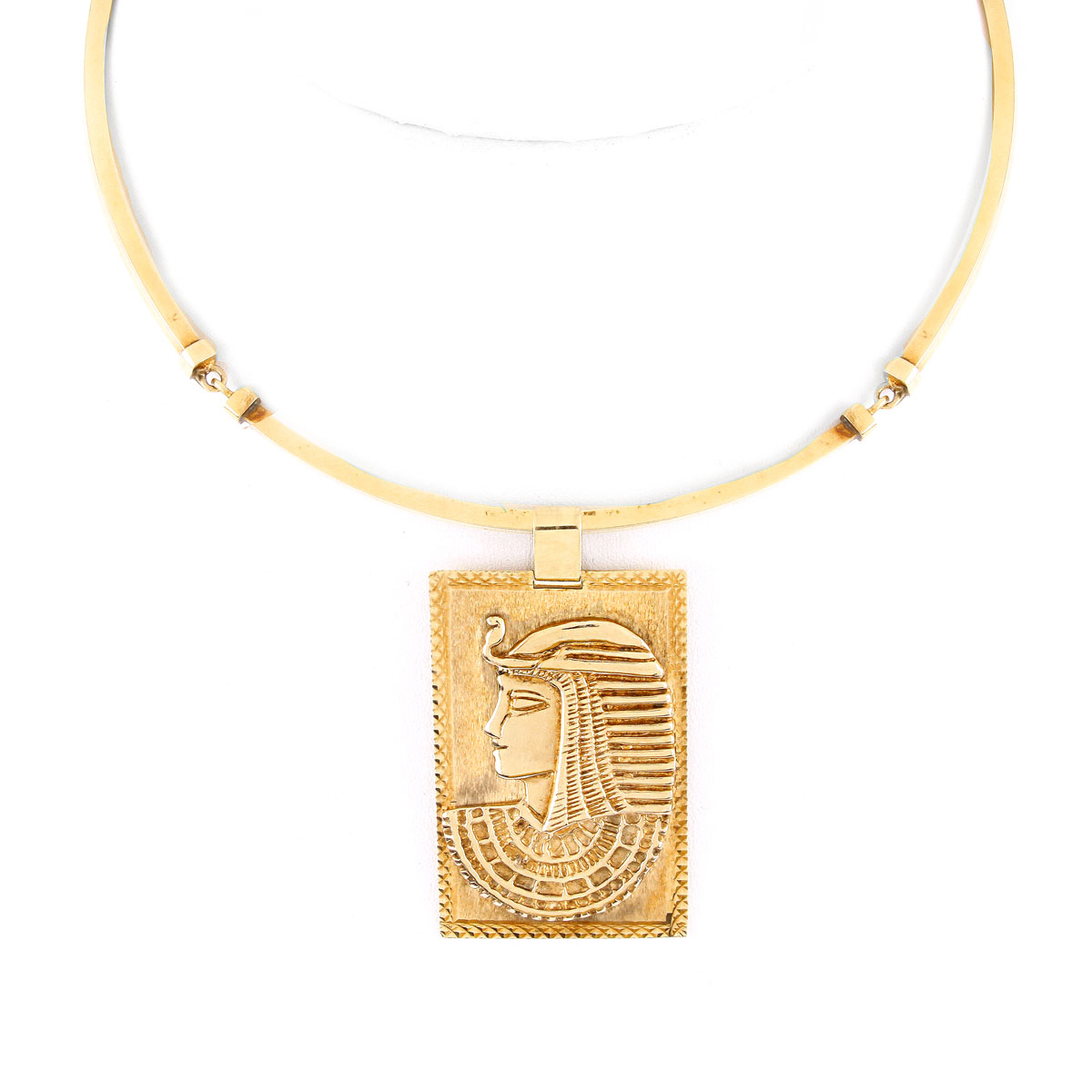 Vintage 14 Karat Yellow Gold "Cleopatra" Pendant Necklace. Stamped (rubbed) 14K.