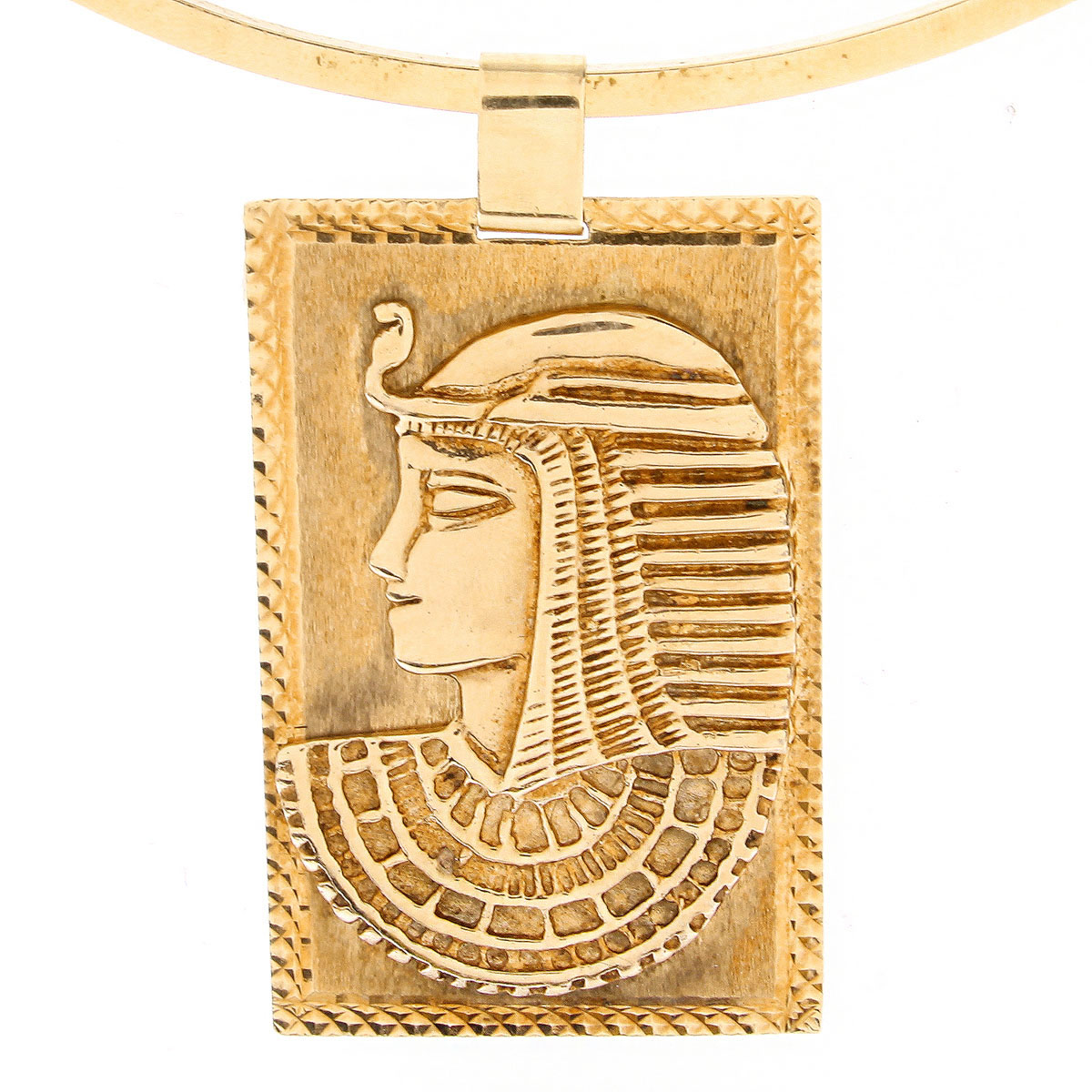 Vintage 14 Karat Yellow Gold "Cleopatra" Pendant Necklace. Stamped (rubbed) 14K.