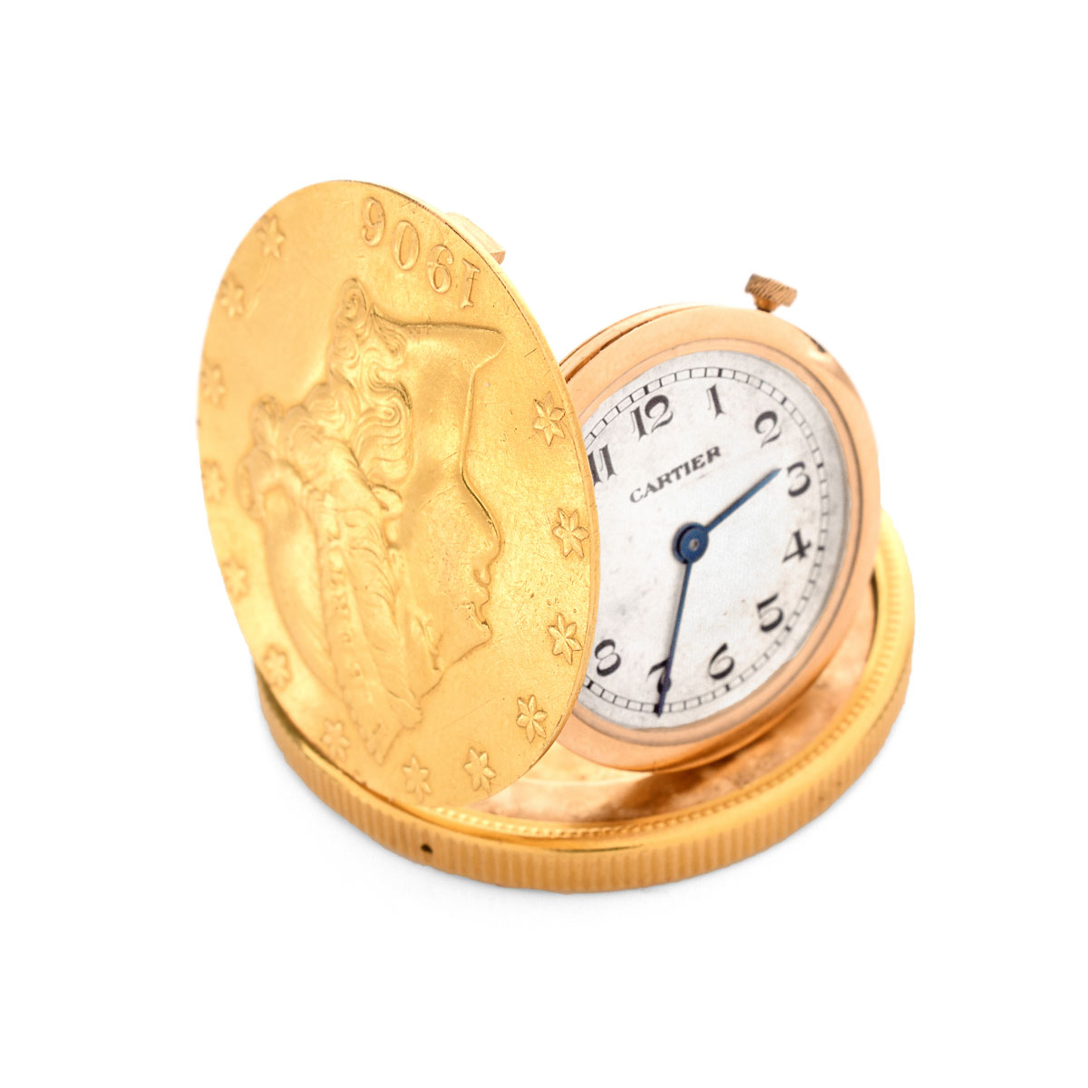 gold coin watch etched sapphire glass