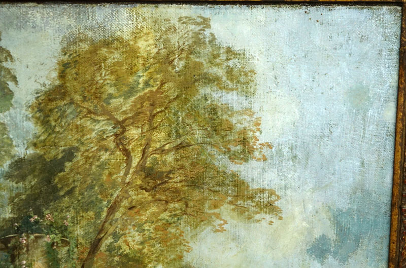 In the style of: Jean-Honore Fragonard, French (1732 - 1806) Oil on canvas "Couples In The Garden" Unsigned. Good condition.