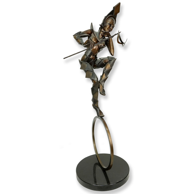 Diane Risa Sher, American (20th C.) Bronze Sculpture "Harlequin Sr" on Granite Base, Signed and Dated 1993, Numbered AP 1.