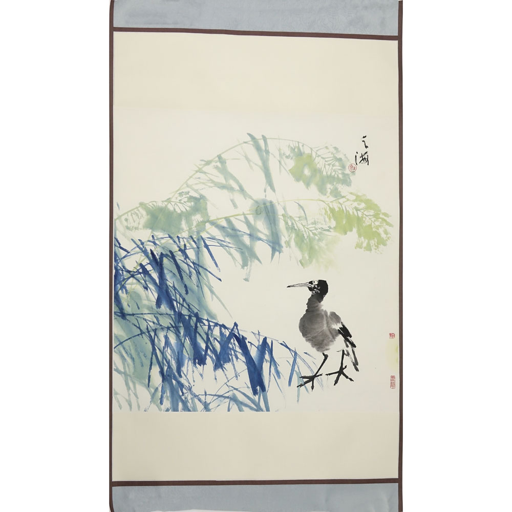 20th Century Chinese Watercolor on Paper. "Bird"  Signed.