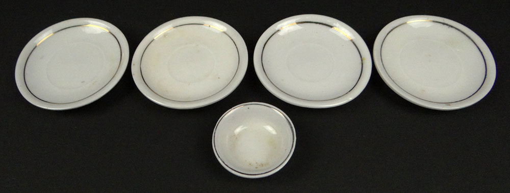 Twelve (12) Pieces of Miscellaneous Continental Ceramic Miniature Dinnerware. Unsigned.