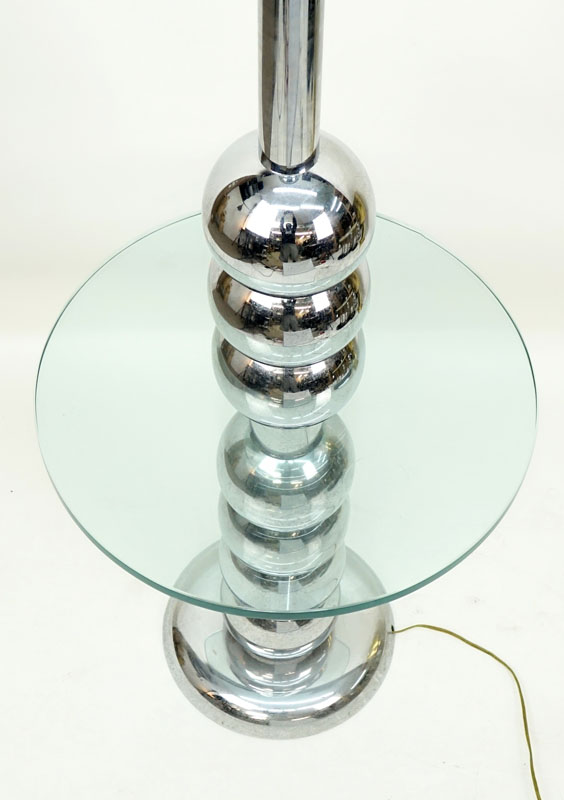 Mid Century Modern George Kovacs Style, Chrome Stacked Ball and Glass Floor Lamp. Typical pitting overall good condition.