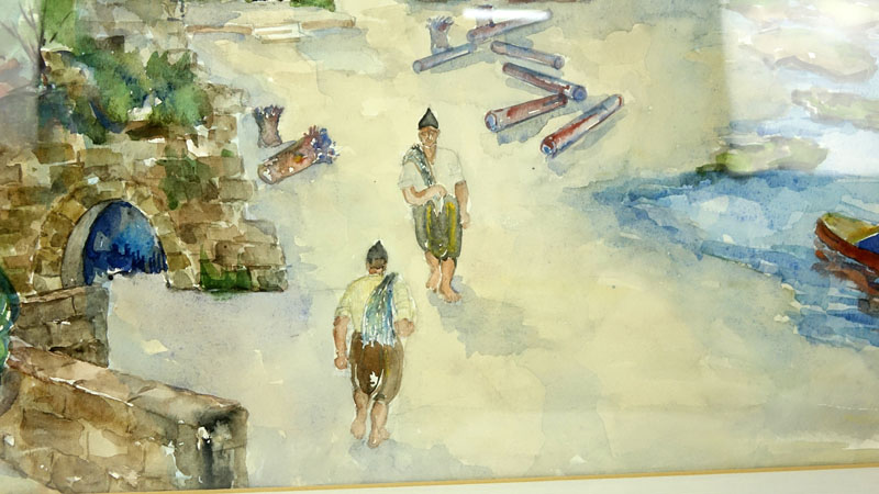 Israeli Watercolor on Paper of a Seascape. Unsigned.