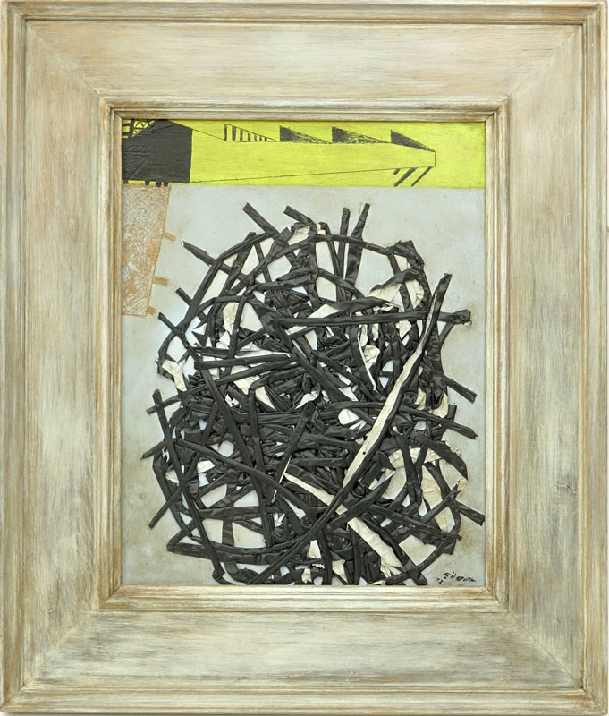 Contemporary German School Mixed Media on wood panel "Composition". Signed and dated '72.