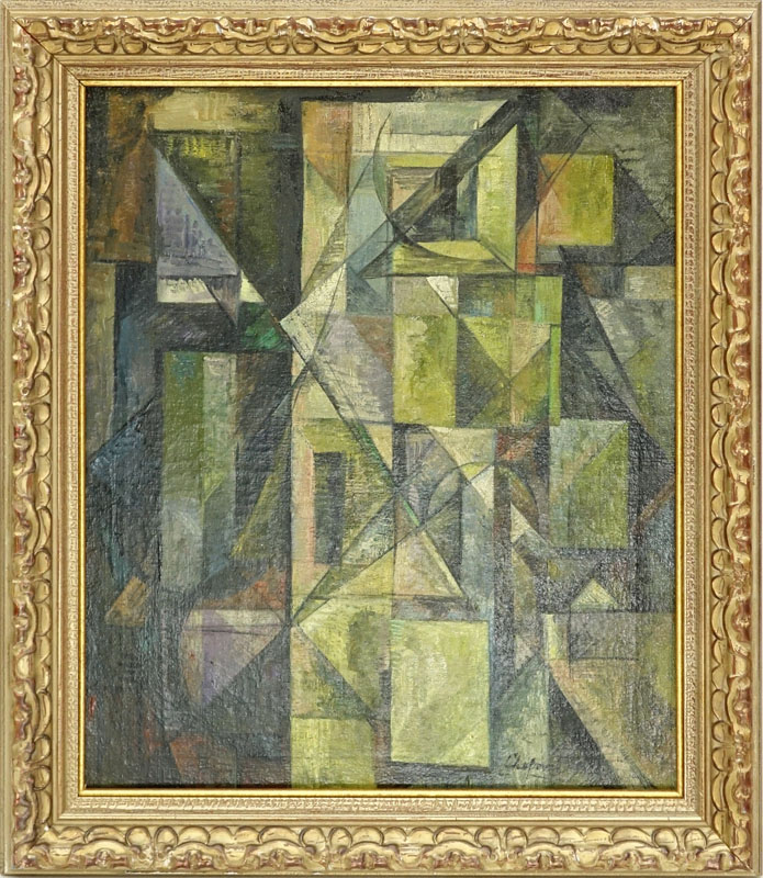 Attributed to: Youla Chapoval, Russian/French (1919 - 1951) Oil on Canvas "Composition" Signed Lower Right. Very Good condition.