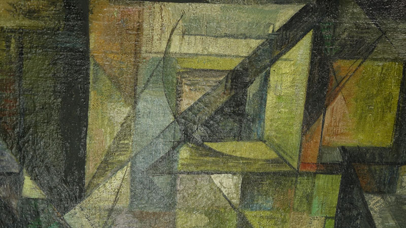 Attributed to: Youla Chapoval, Russian/French (1919 - 1951) Oil on Canvas "Composition" Signed Lower Right. Very Good condition.