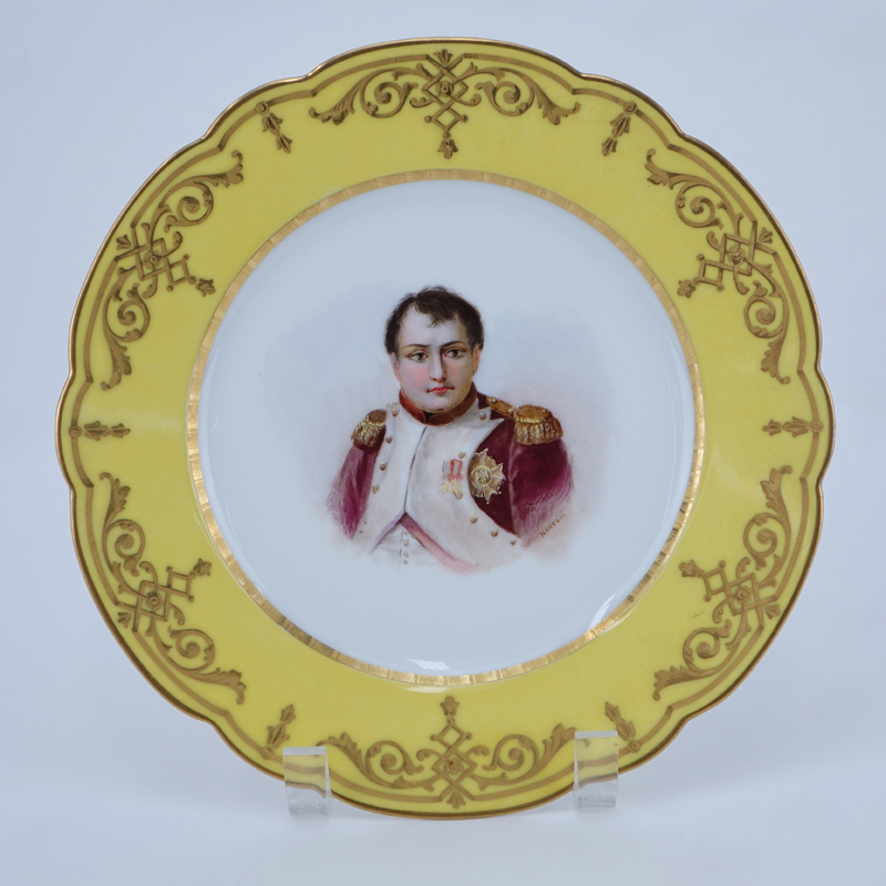 19/20th Century Sevres Portrait Plate. Painted with a bust-length portrait of Napoleon.