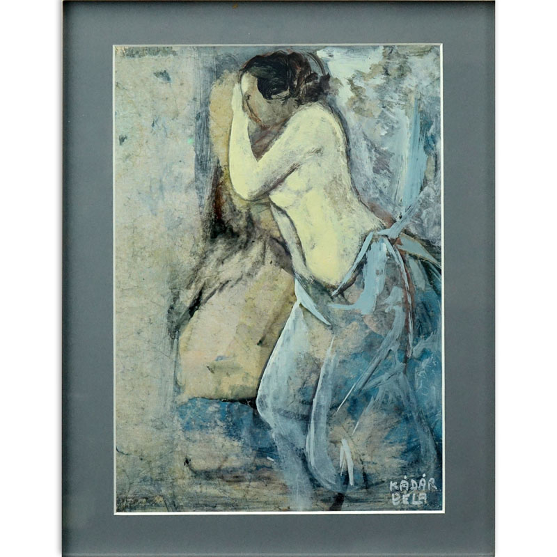 Bela Kadar, Hungarian (1877 - 1956) Watercolor on paper "Female Nude". Signed lower right.