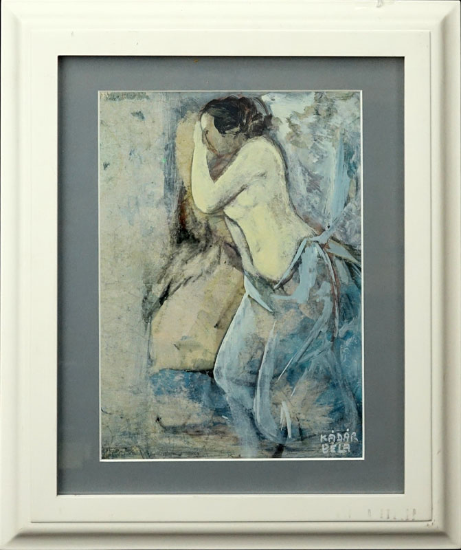 Bela Kadar, Hungarian (1877 - 1956) Watercolor on paper "Female Nude". Signed lower right.