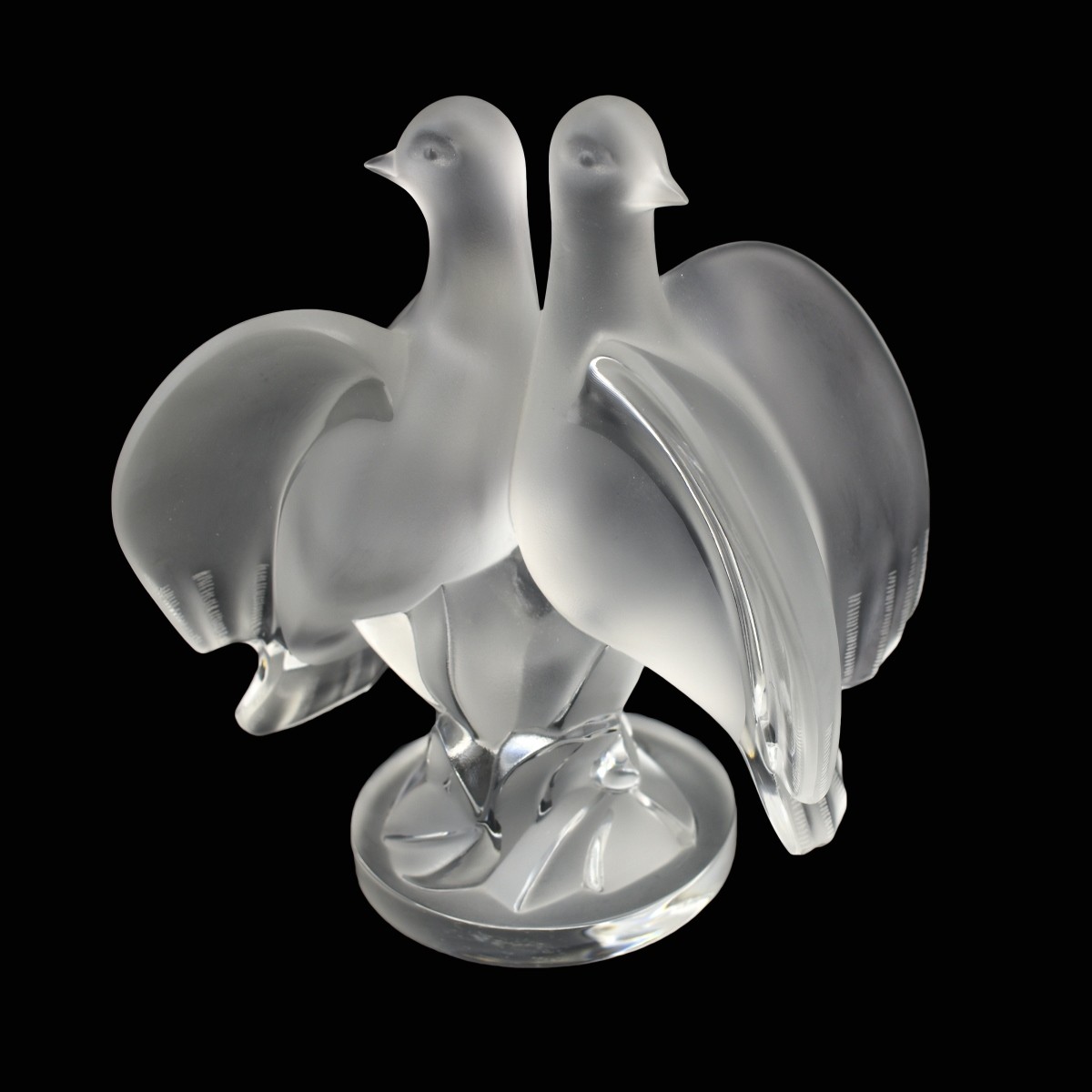 Lalique Crystal Ariane Dove Figural Lamp Base