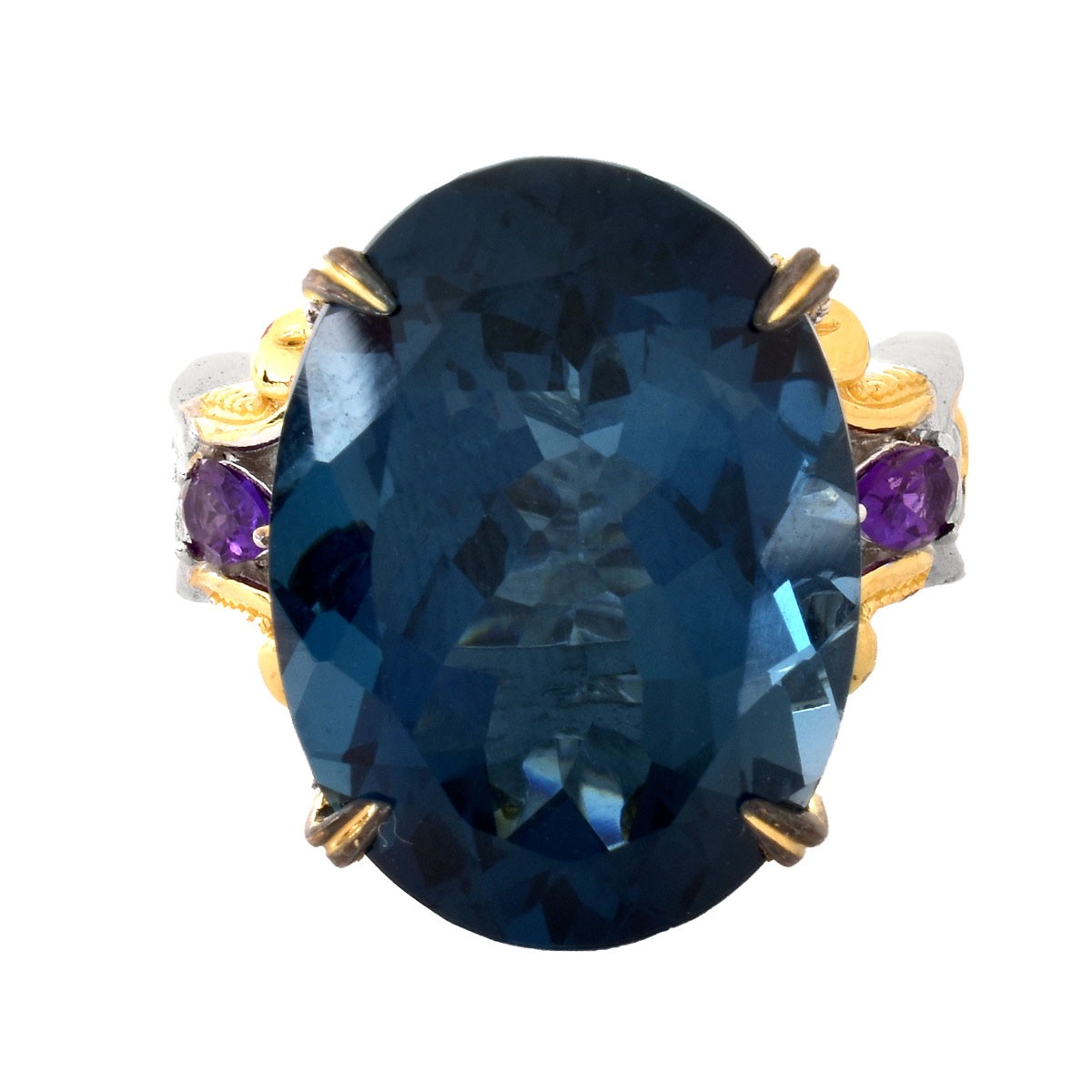 Sterling Topaz And Amethyst Fashion Ring