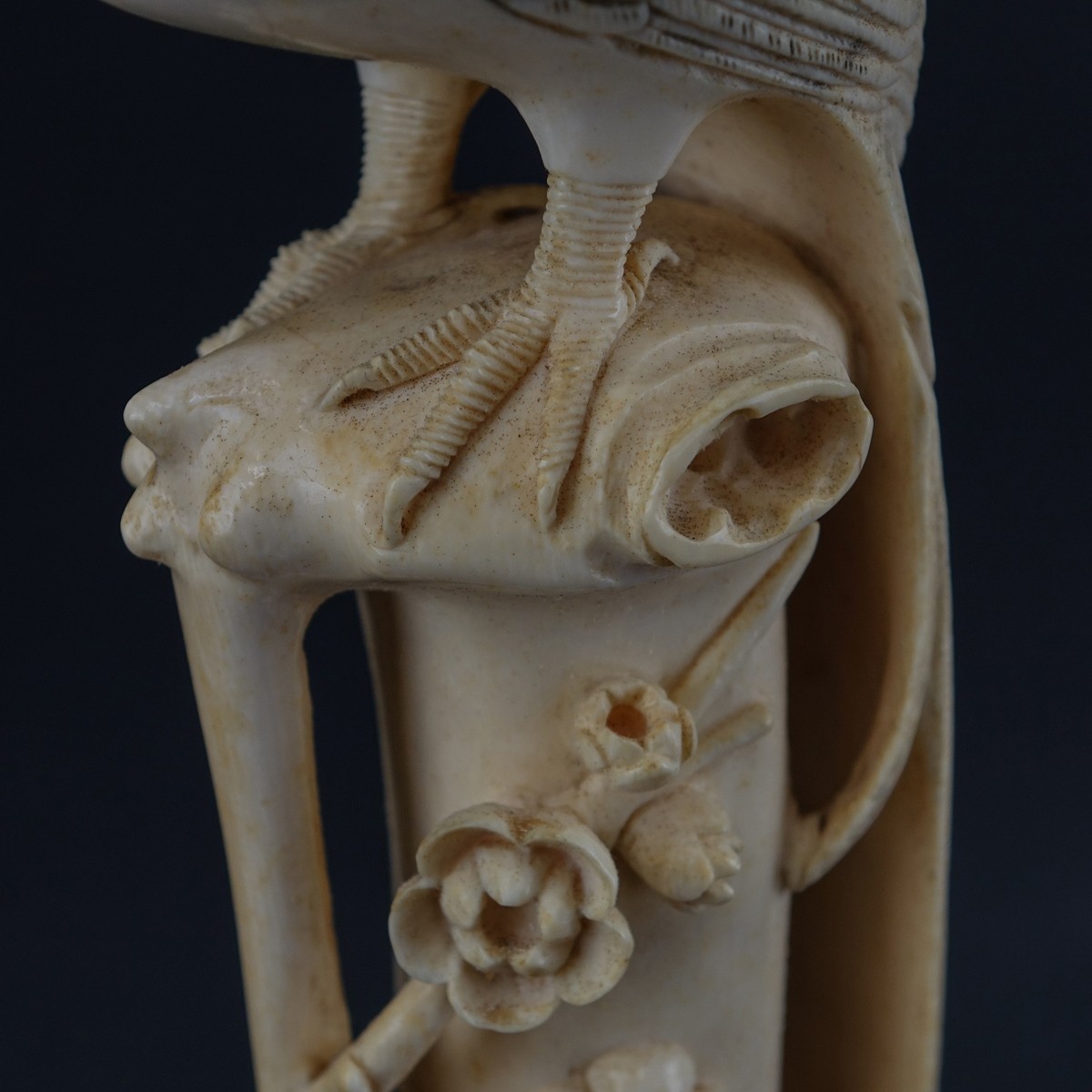 Pair Chinese Carved Ivory Phoenix Birds