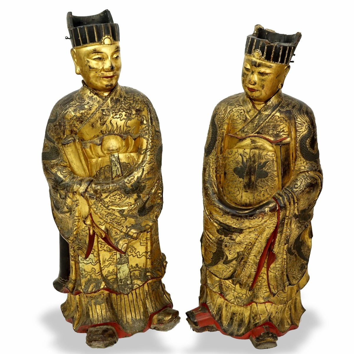 Chinese Daoist Gilt Lacquered Temple Figures