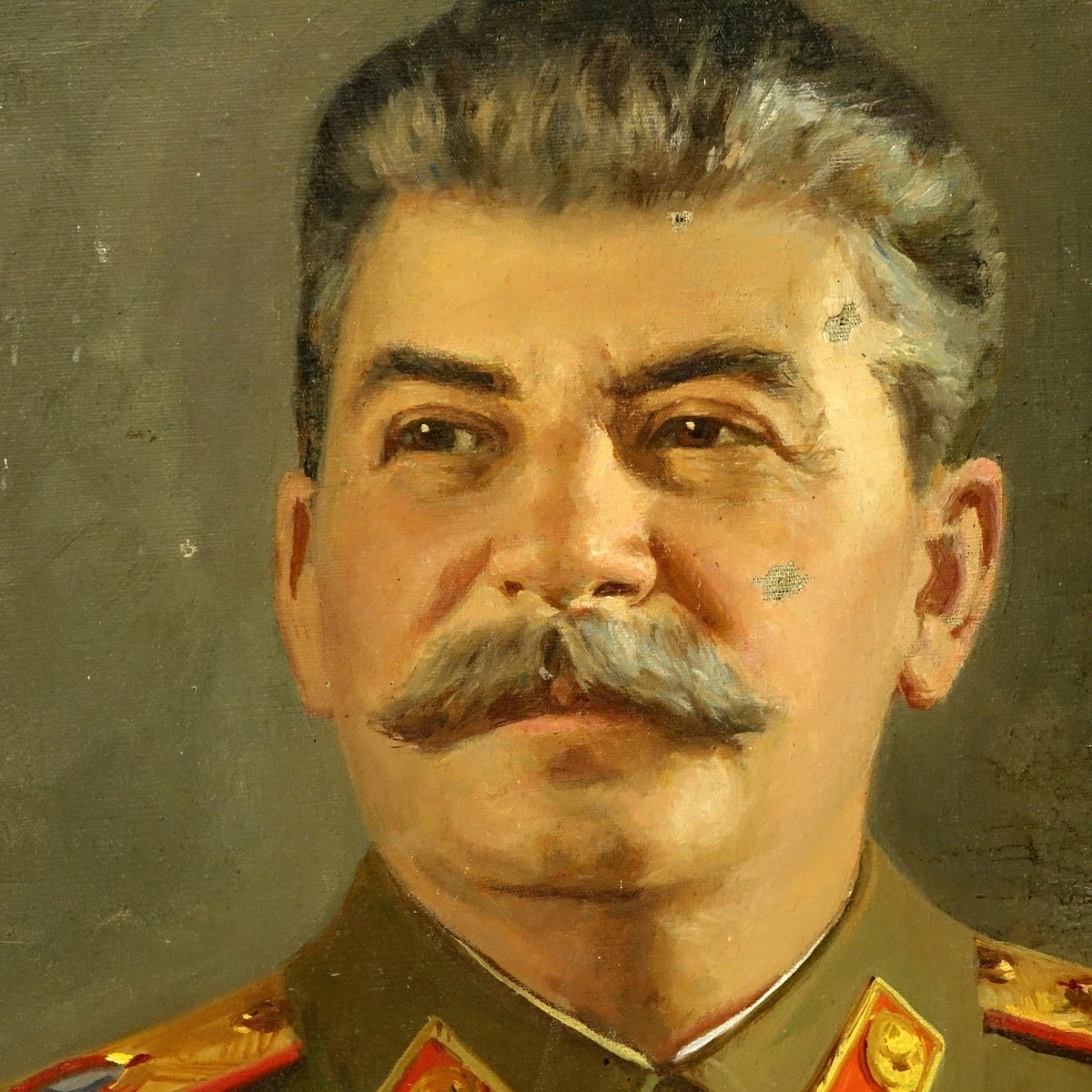 Vintage Oil On Canvas, Portrait Of Joseph Stalin