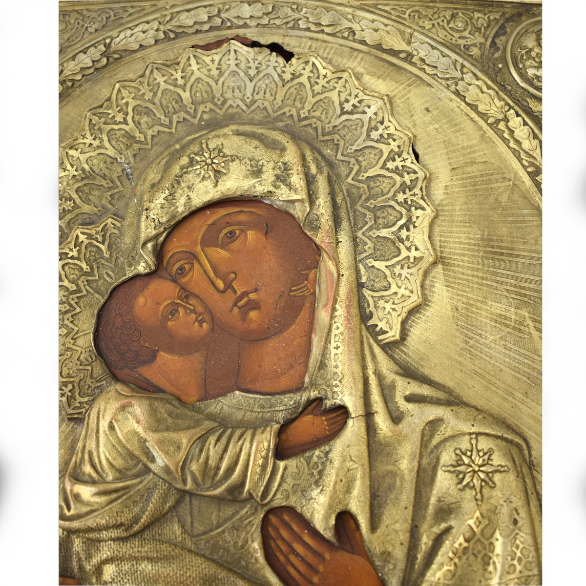 19/20th Century Russian Icon Depicting Madonna