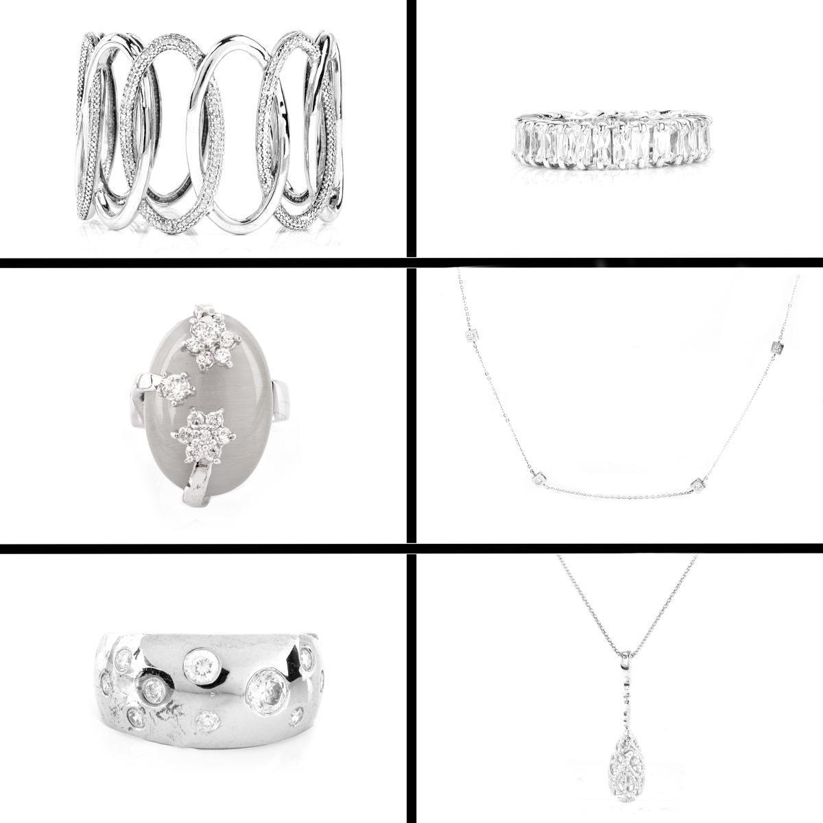 Six (6) Pieces Sterling And CZ Fashion Jewelry