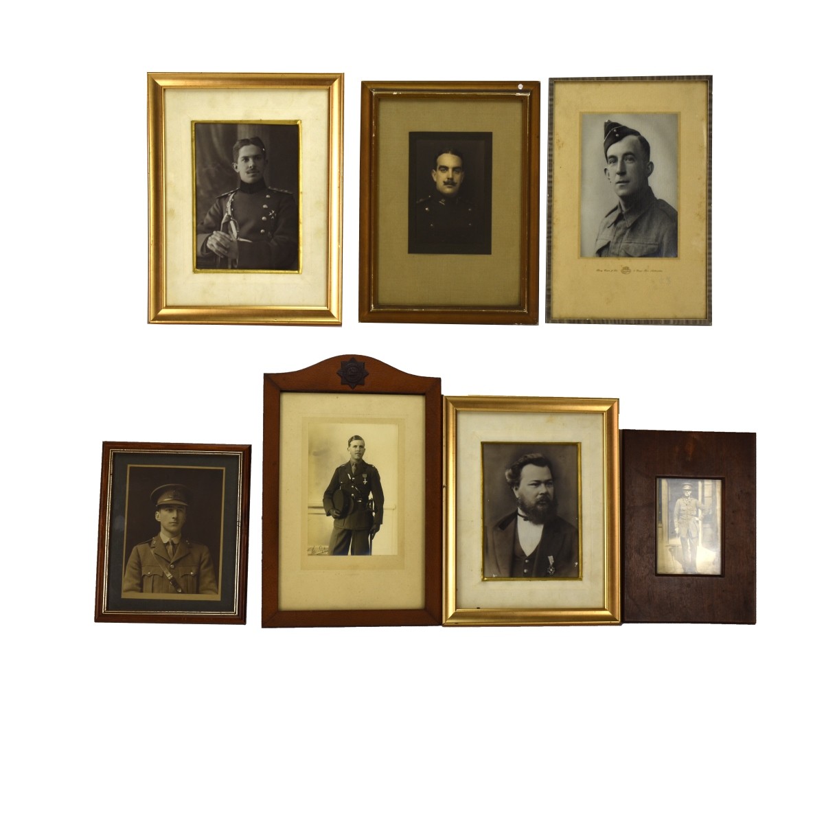 Collection Of Seven (7) Framed Old Military Photos
