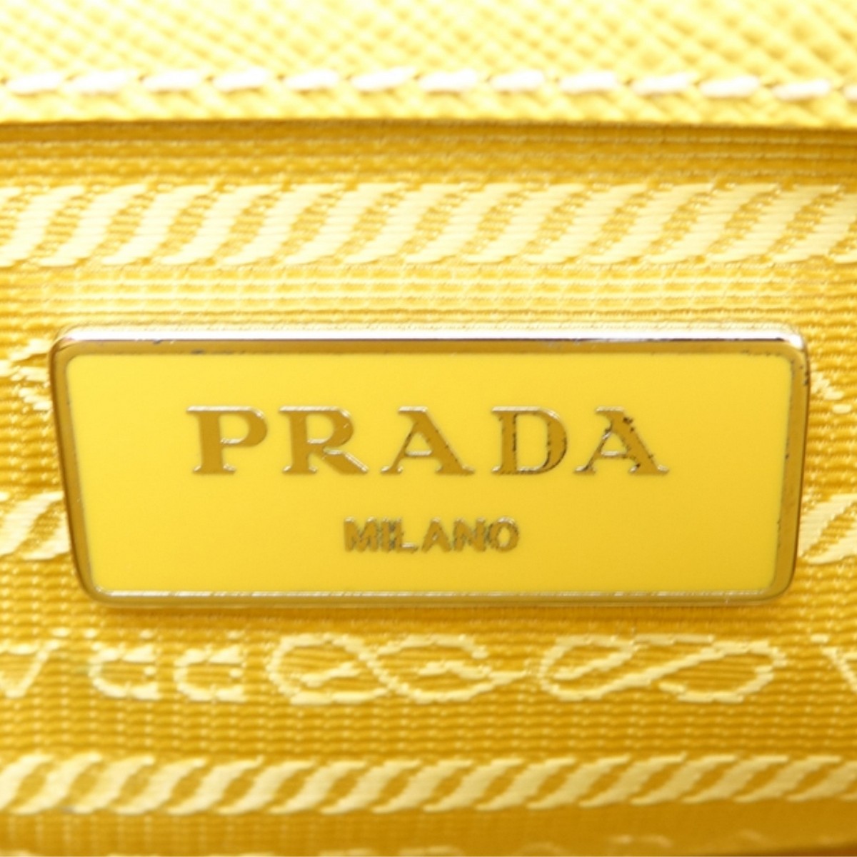 Prada Yellow Small Grain Leather Saffiano Lux Bag