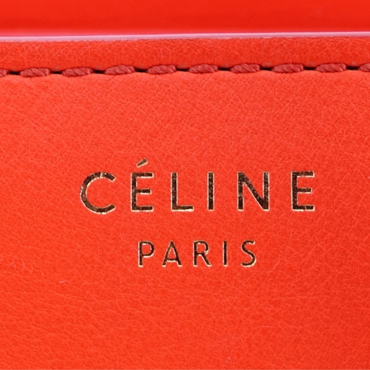 Celine Orange Smooth Leather Luggage MM Tote