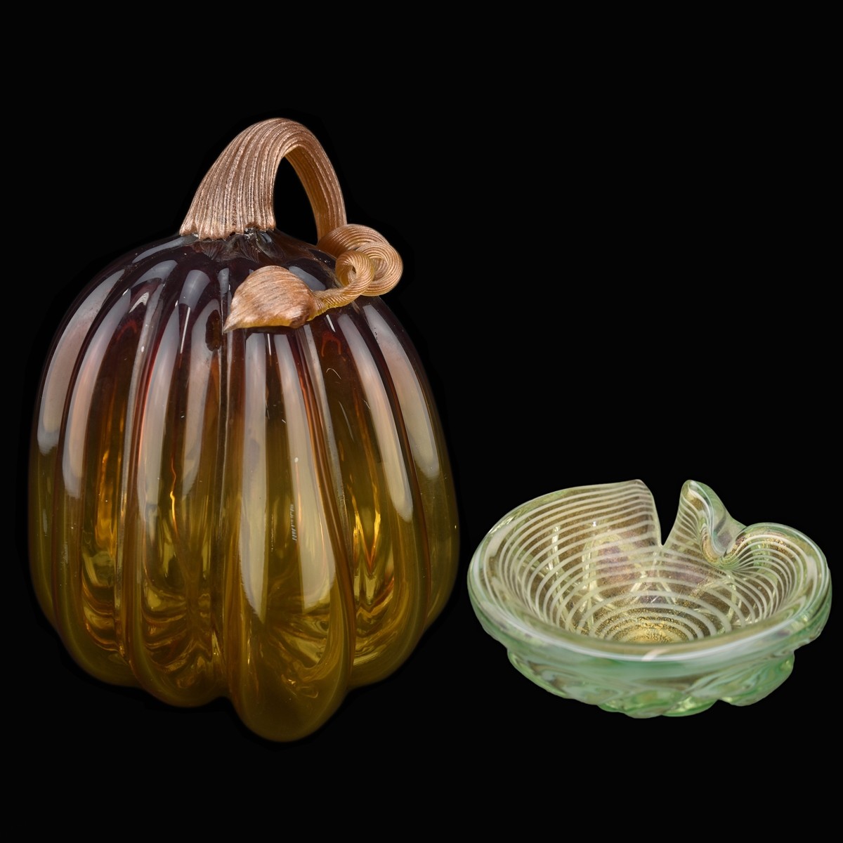 Grouping of Two (2) Murano Art Glass Sculptures.