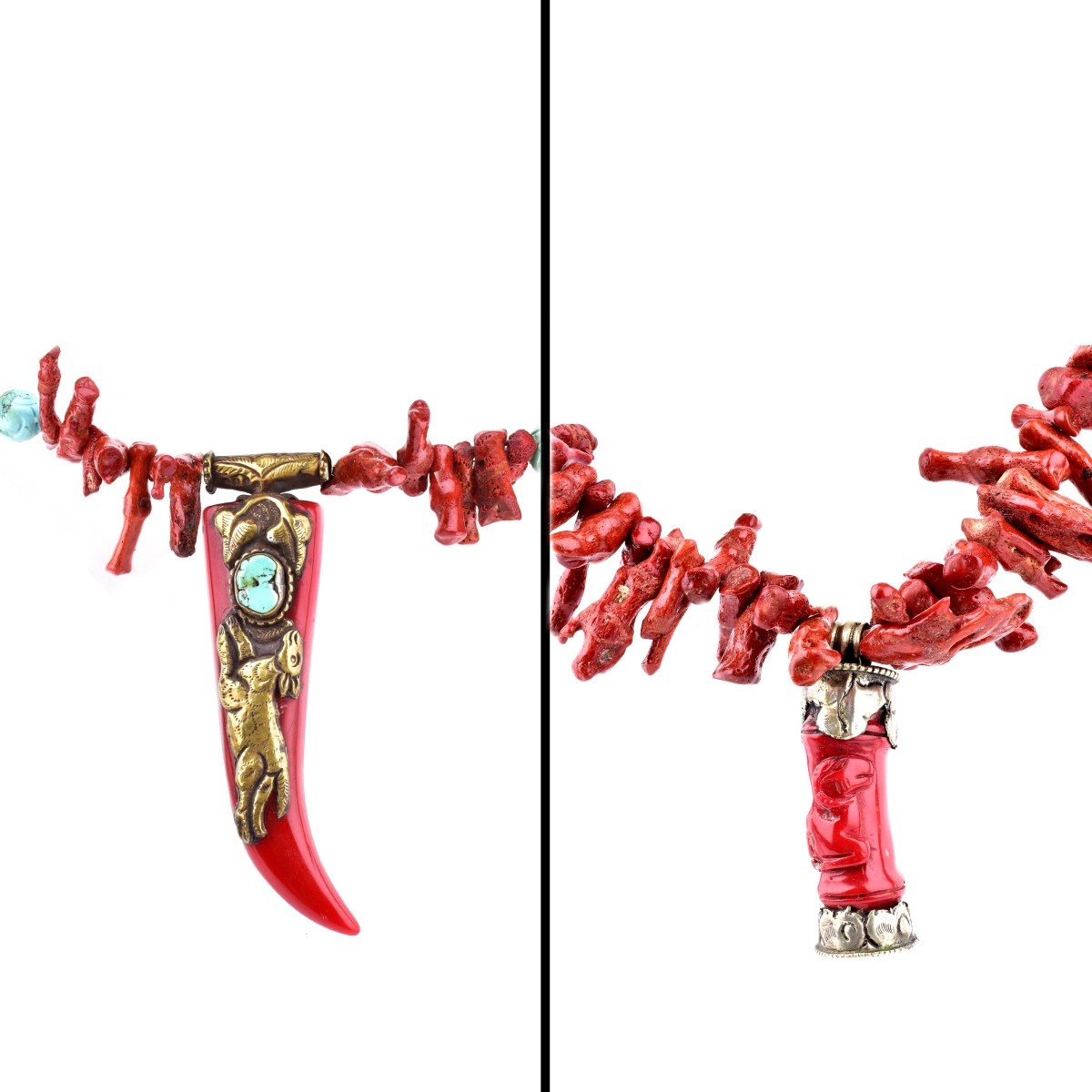 Two (2) Vintage Red Branch Coral Necklaces