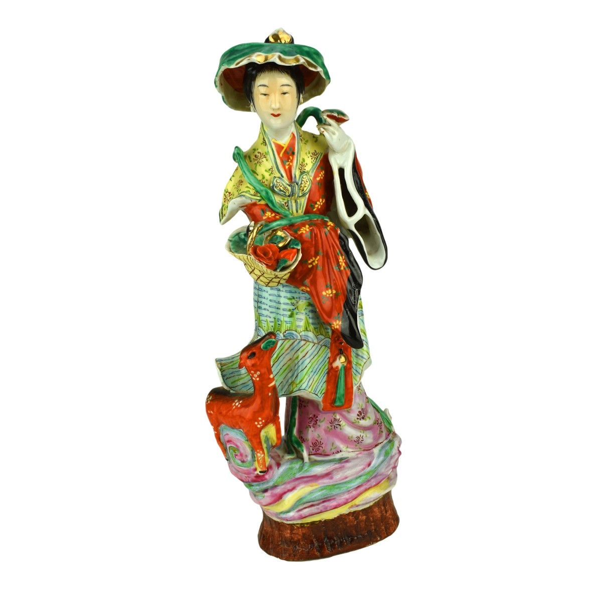 Chinese Porcelain Shou Xing and Lady Figures