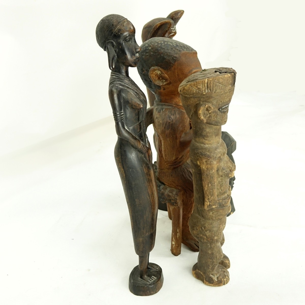 Collection Of Five (5) Carved Wood African Figures
