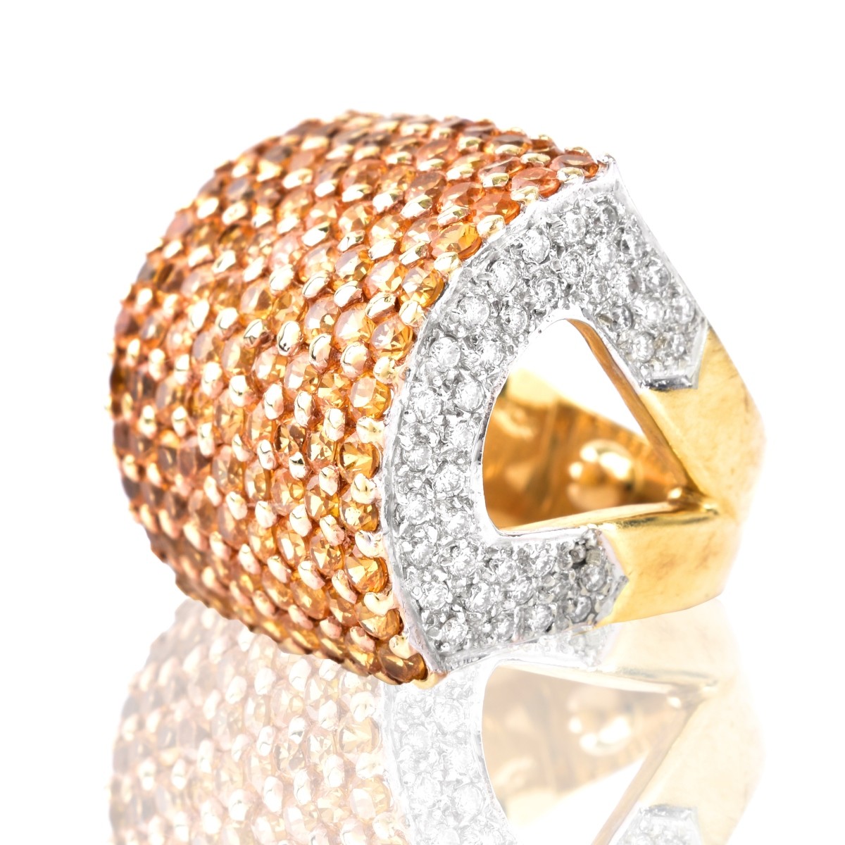 Diamond, Citrine and 14K Gold Ring