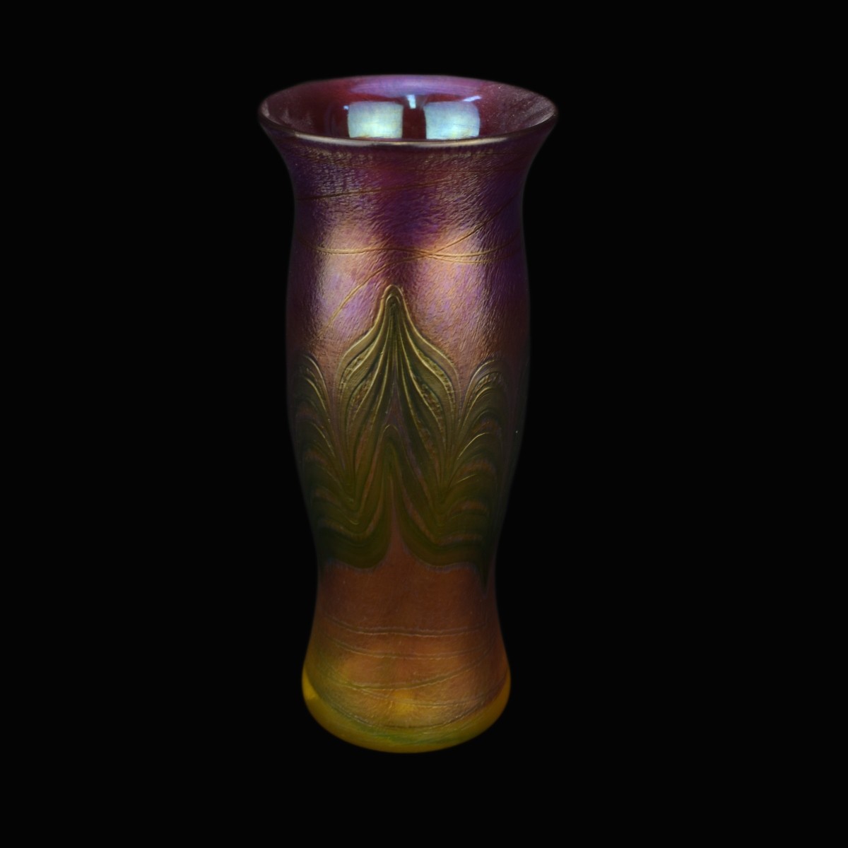 Three (3) Modern Czech Iridescent Glass Vases