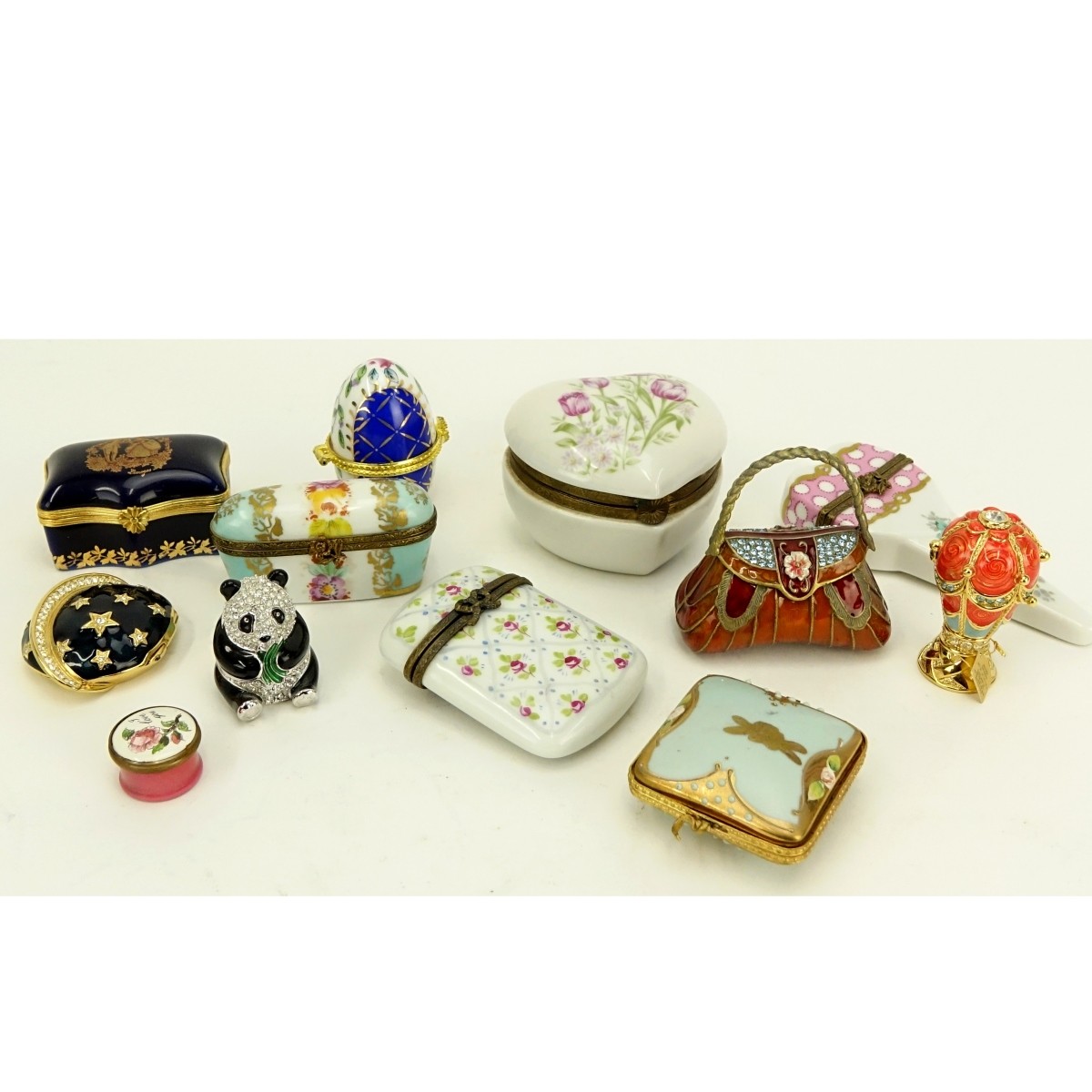 Twelve (12) Miniature Porcelain and Enamel Boxes